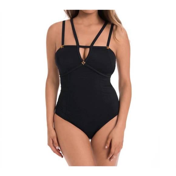 NEW AMORESSA double strap one piece swimsuit in amo black